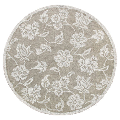 Wool Floral Hand Tufted Round Rug