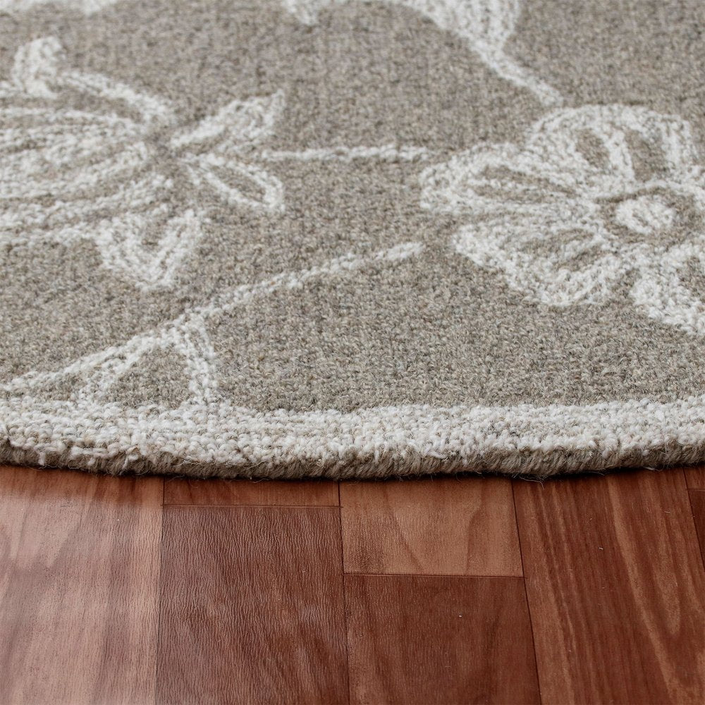 Wool Floral Hand Tufted Round Rug