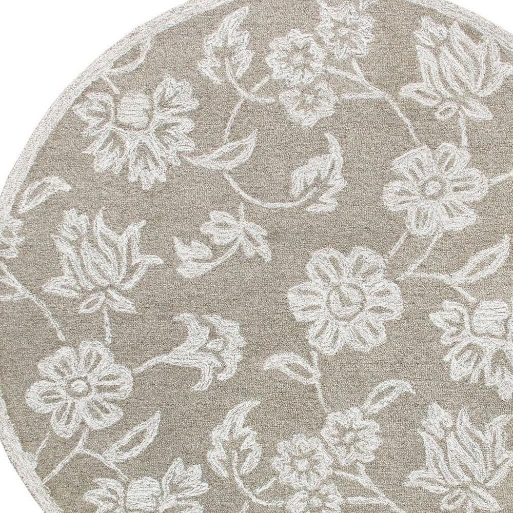 Wool Floral Hand Tufted Round Rug