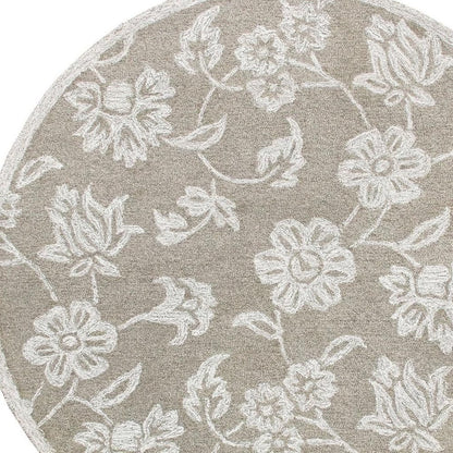 Wool Floral Hand Tufted Round Rug