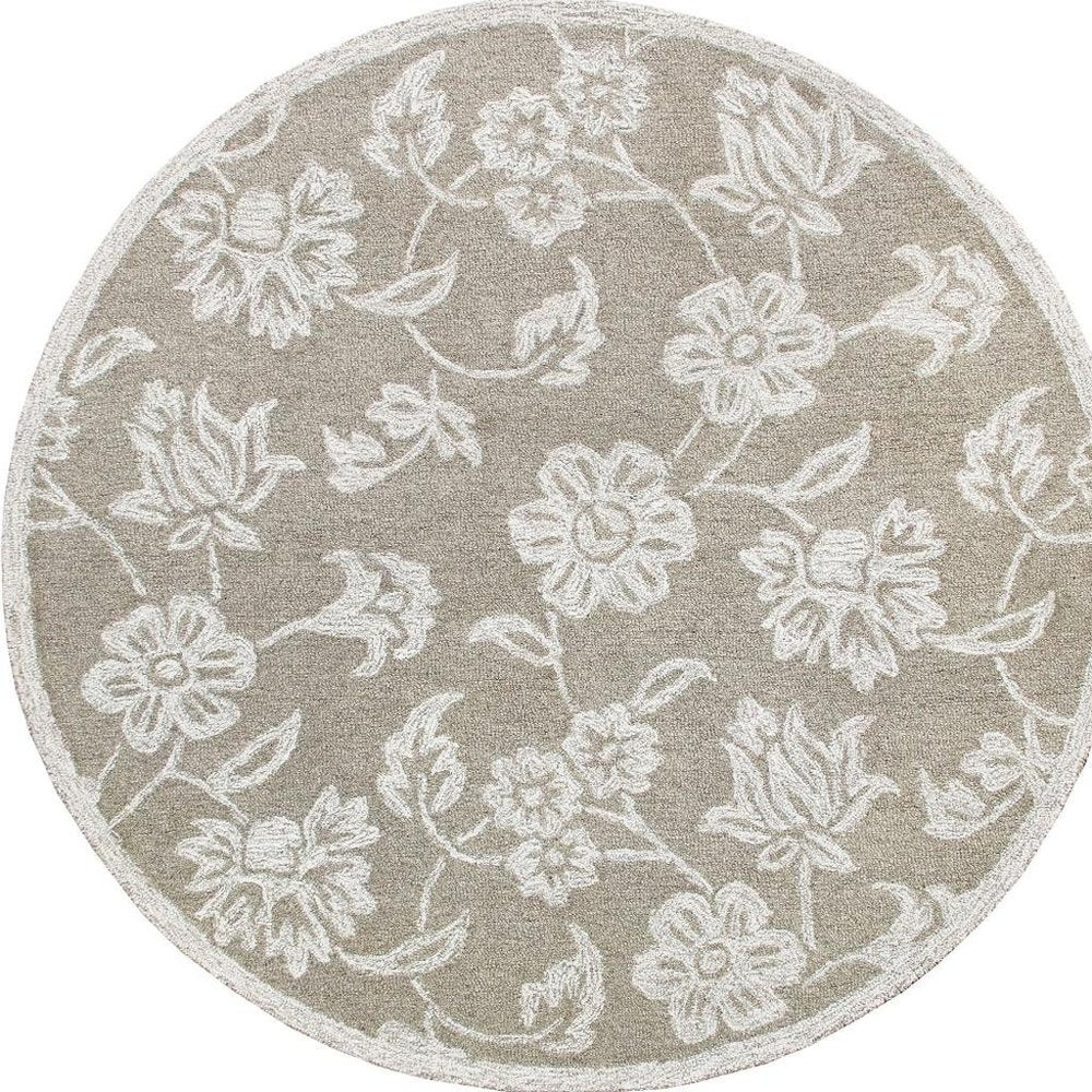 Wool Floral Hand Tufted Round Rug
