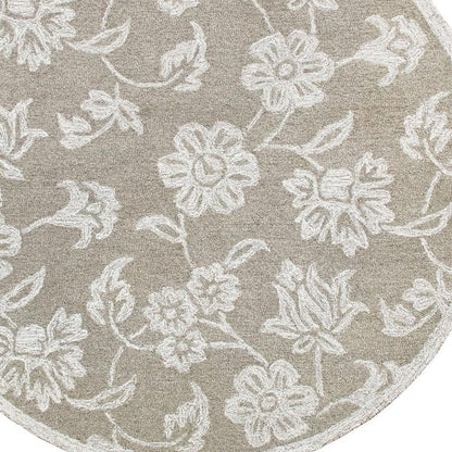 Wool Floral Hand Tufted Round Rug