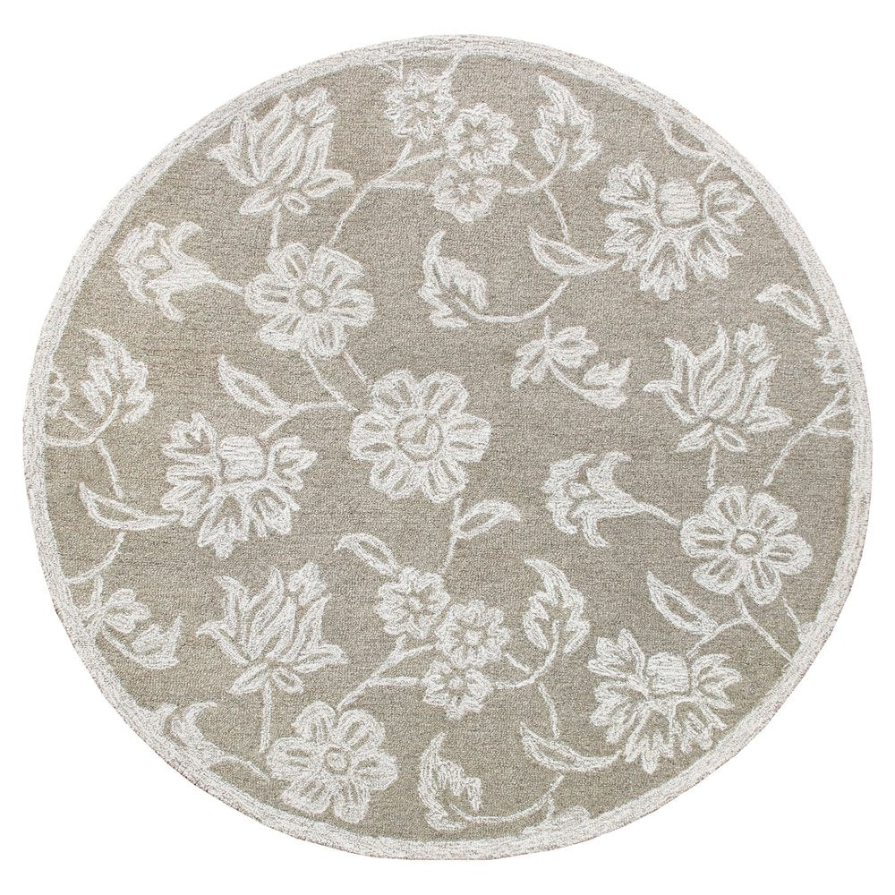 Wool Floral Hand Tufted Round Rug
