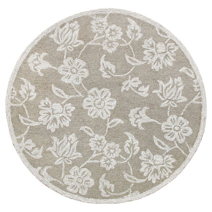 Wool Floral Hand Tufted Round Rug