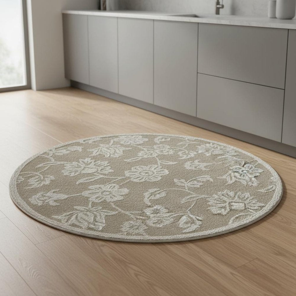 Wool Floral Hand Tufted Round Rug