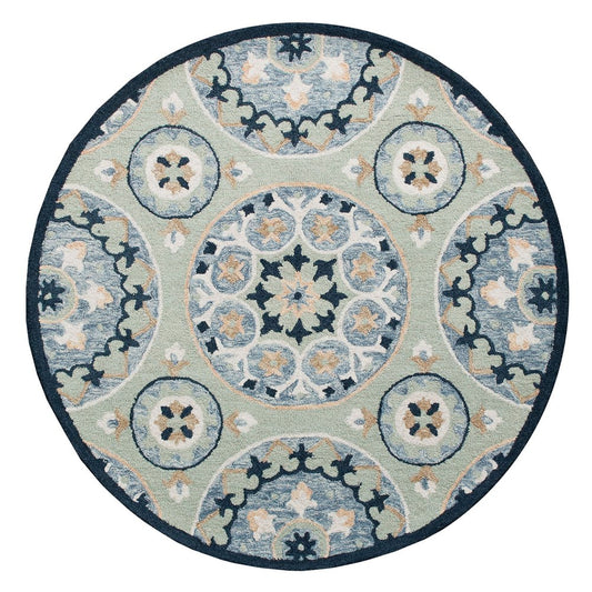 Wool Floral Hand Tufted Round Rug