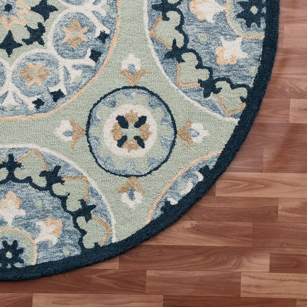 Wool Floral Hand Tufted Round Rug