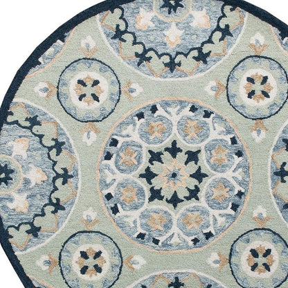 Wool Floral Hand Tufted Round Rug