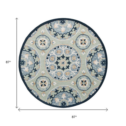 Wool Floral Hand Tufted Round Rug