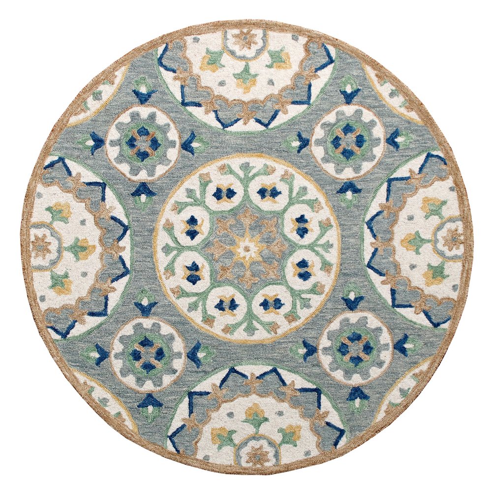 Wool Floral Hand Tufted Round Rug