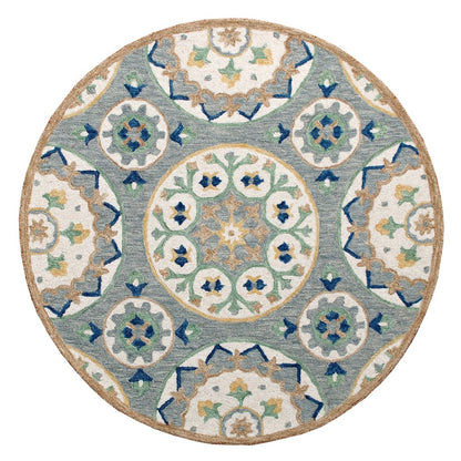 Wool Floral Hand Tufted Round Rug