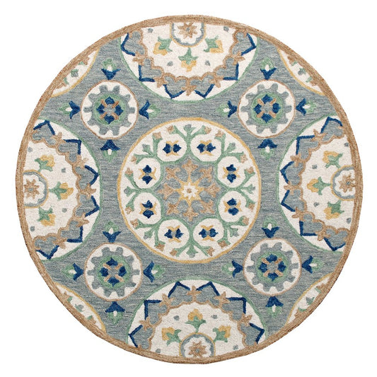 Wool Floral Hand Tufted Round Rug