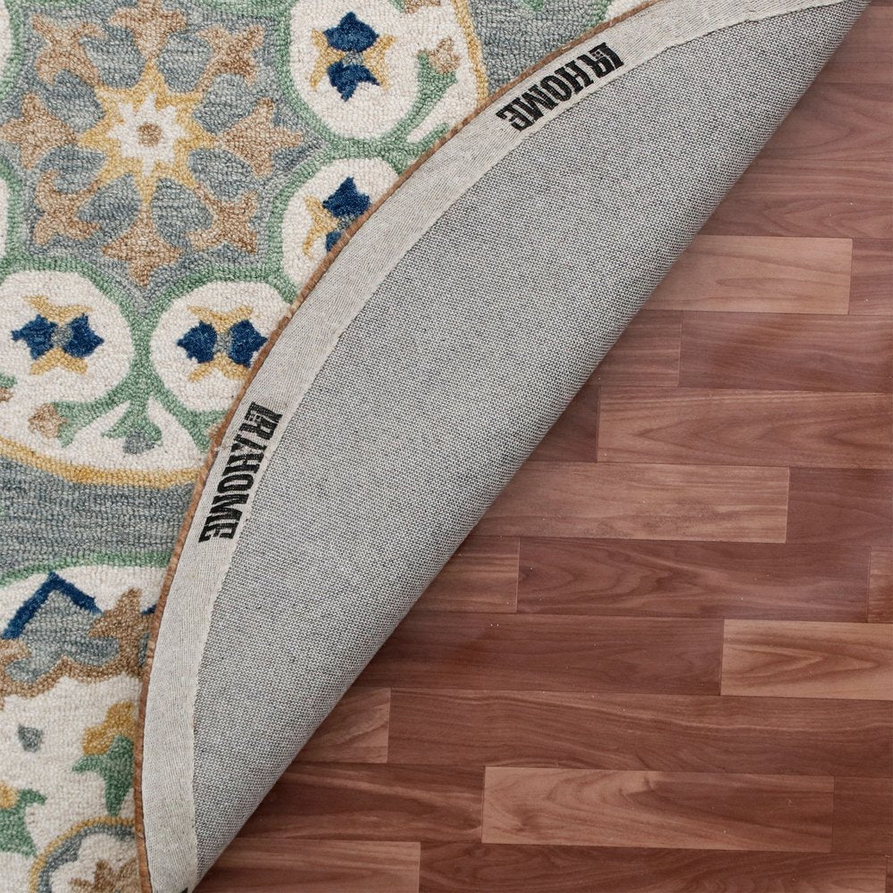 Wool Floral Hand Tufted Round Rug