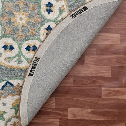 Wool Floral Hand Tufted Round Rug