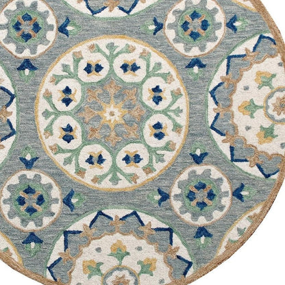 Wool Floral Hand Tufted Round Rug