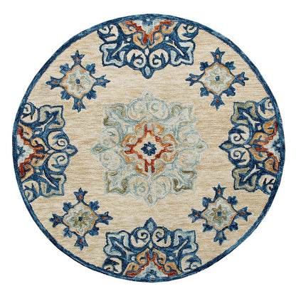 Wool Medallion Hand Tufted Washable Round Rug