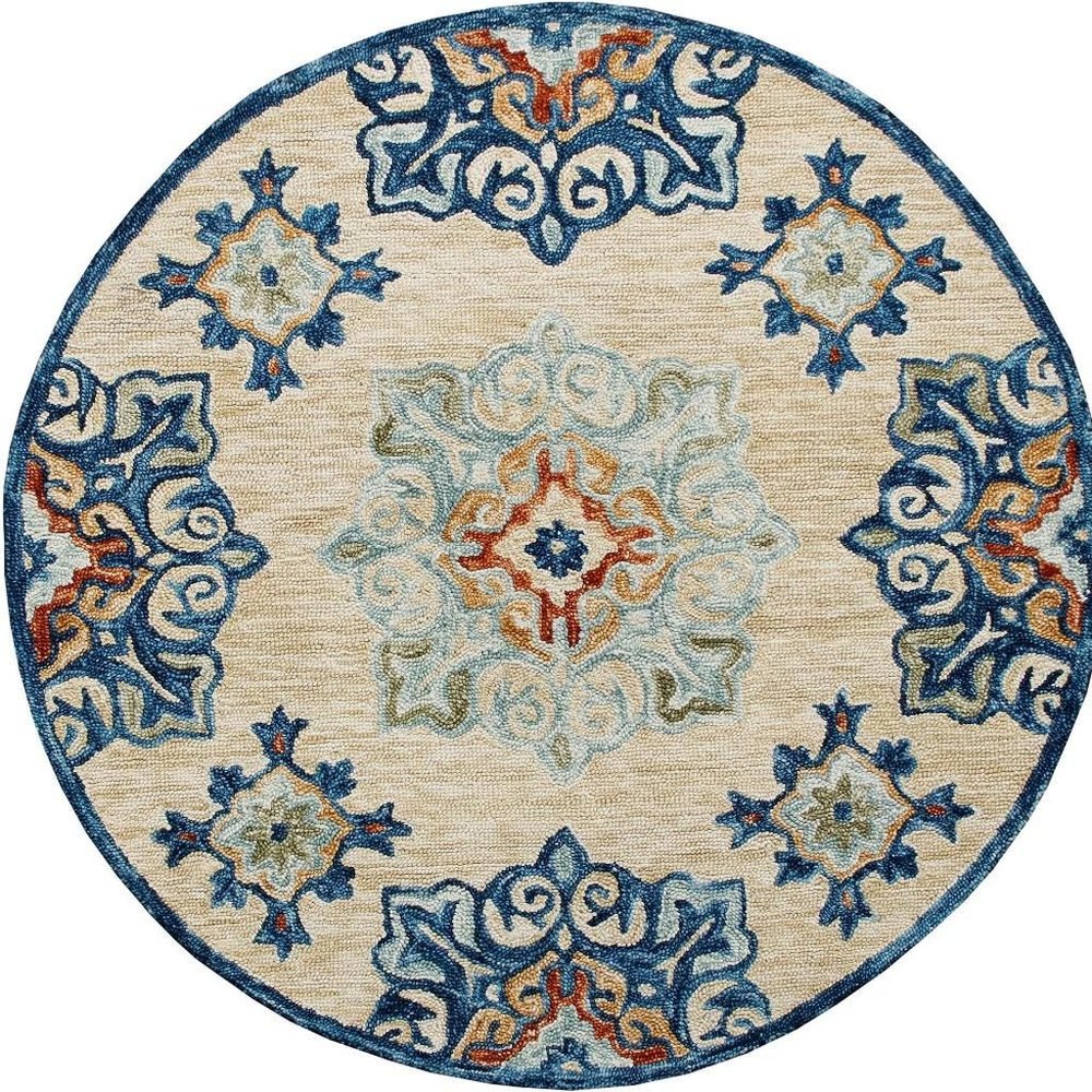 Wool Medallion Hand Tufted Washable Round Rug