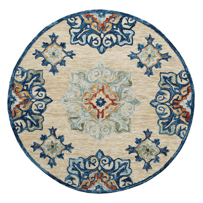 Wool Medallion Hand Tufted Washable Round Rug