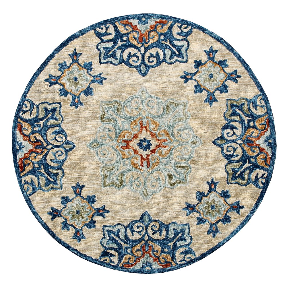 Wool Medallion Hand Tufted Washable Round Rug