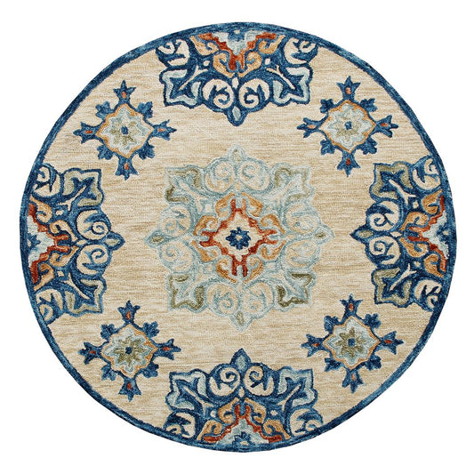 Wool Medallion Hand Tufted Washable Round Rug