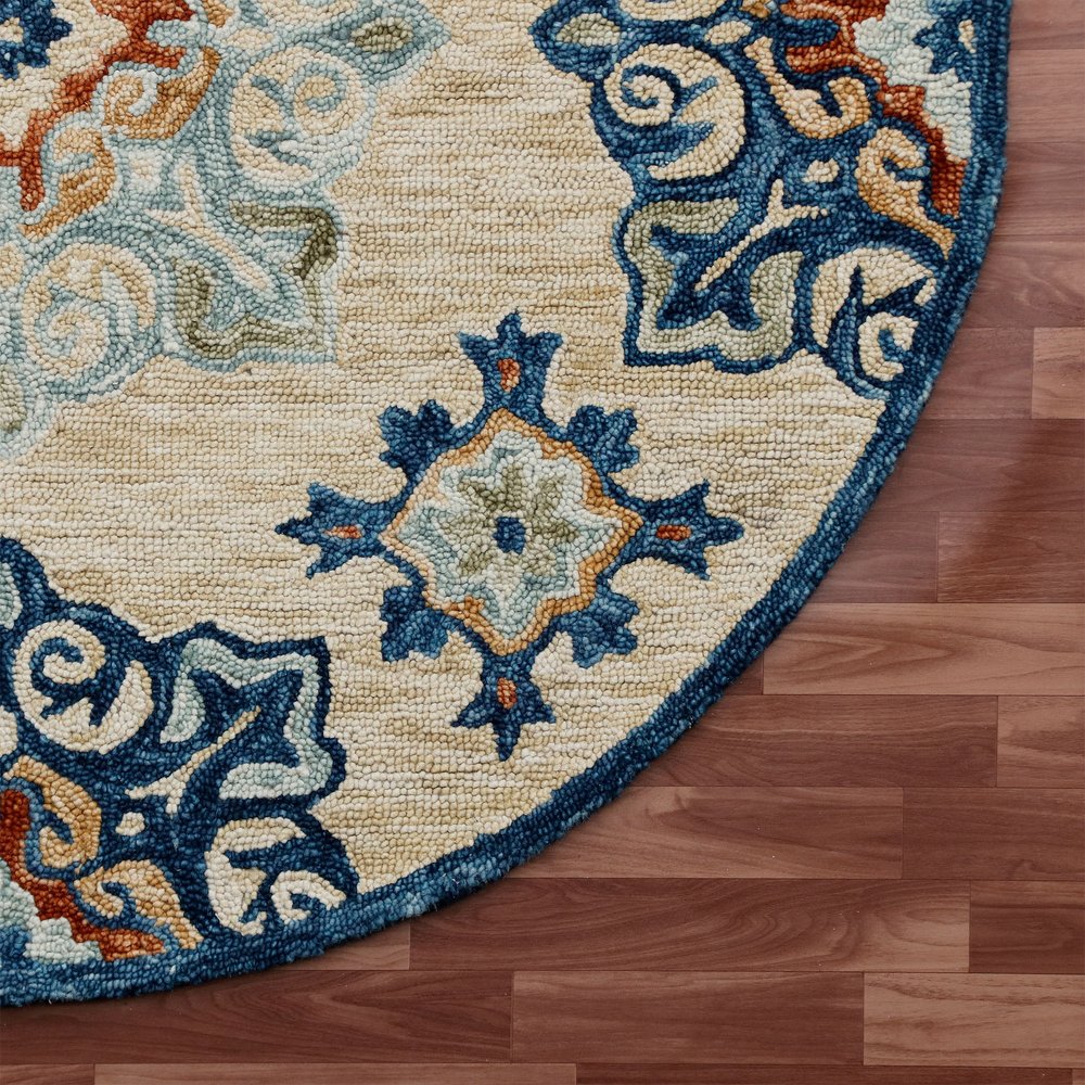 Wool Medallion Hand Tufted Washable Round Rug