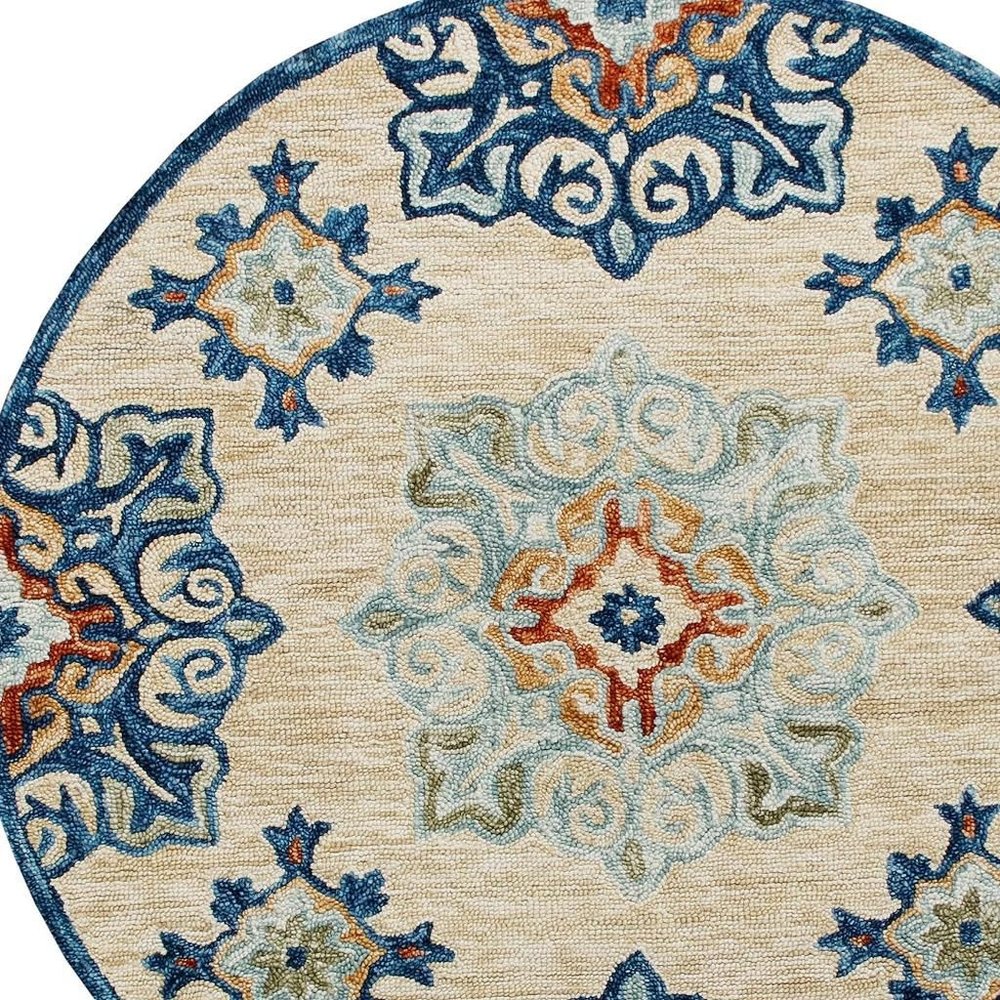 Wool Medallion Hand Tufted Washable Round Rug