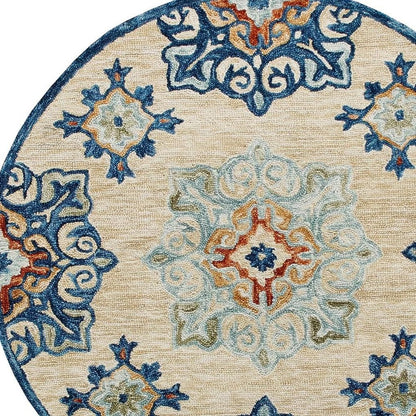 Wool Medallion Hand Tufted Washable Round Rug