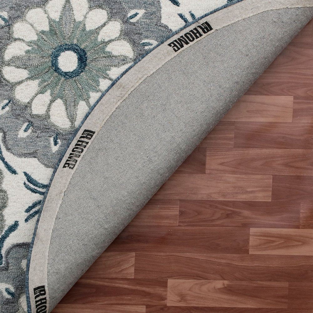 Wool Floral Hand Tufted Washable Round Rug