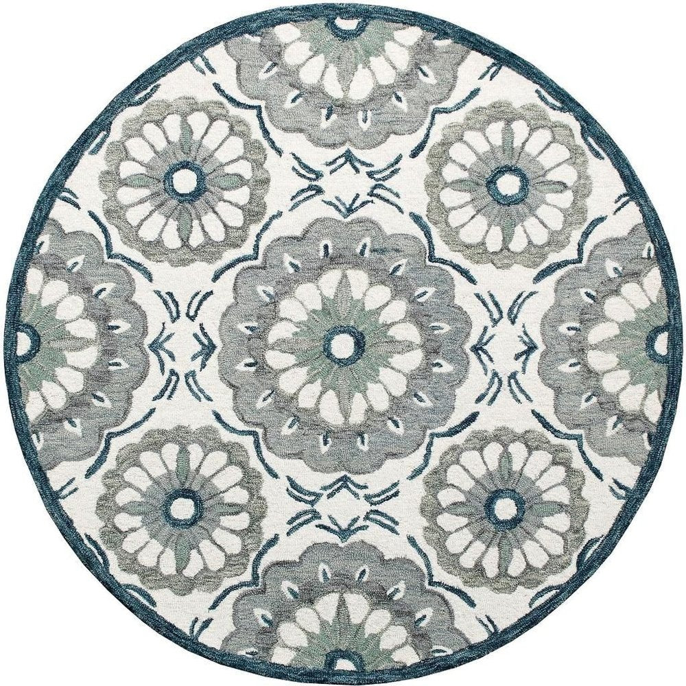 Wool Floral Hand Tufted Washable Round Rug