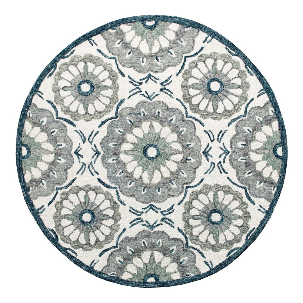 Wool Floral Hand Tufted Washable Round Rug