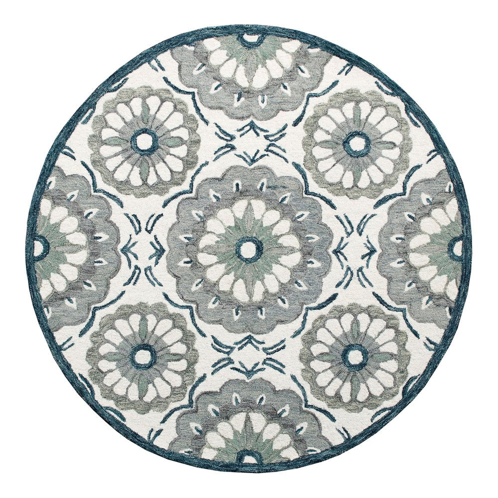 Wool Floral Hand Tufted Washable Round Rug