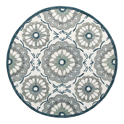 Wool Floral Hand Tufted Washable Round Rug