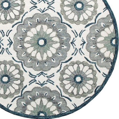 Wool Floral Hand Tufted Washable Round Rug