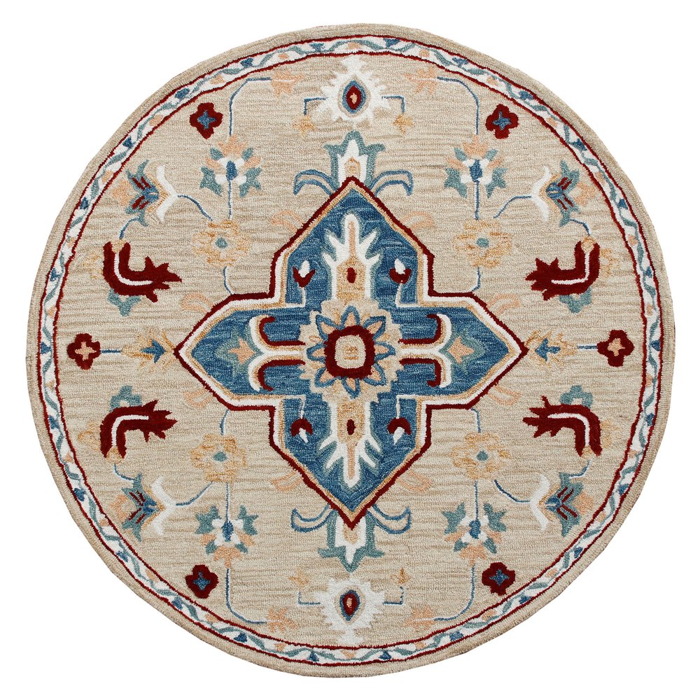 Wool Medallion Hand Tufted Washable Round Rug