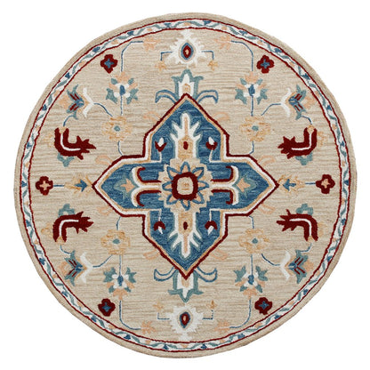 Wool Medallion Hand Tufted Washable Round Rug