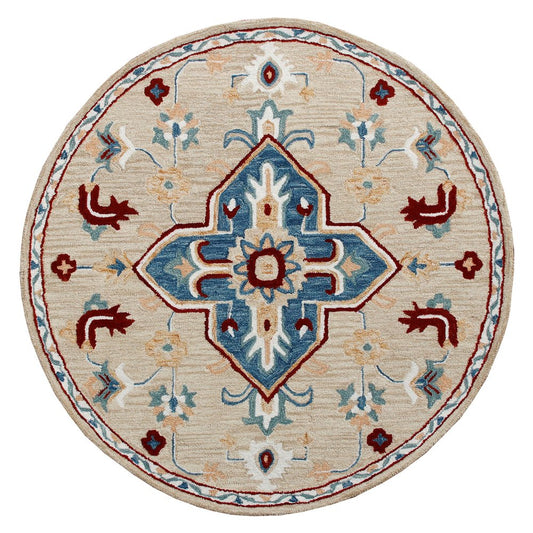 Wool Medallion Hand Tufted Washable Round Rug