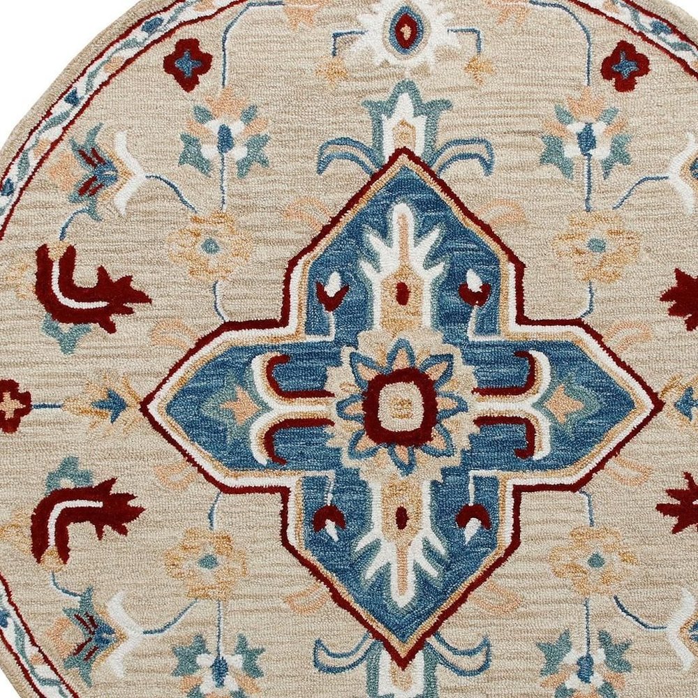 Wool Medallion Hand Tufted Washable Round Rug