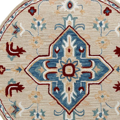 Wool Medallion Hand Tufted Washable Round Rug
