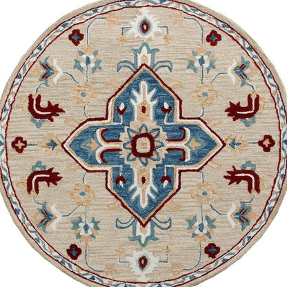 Wool Medallion Hand Tufted Washable Round Rug