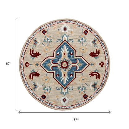 Wool Medallion Hand Tufted Washable Round Rug