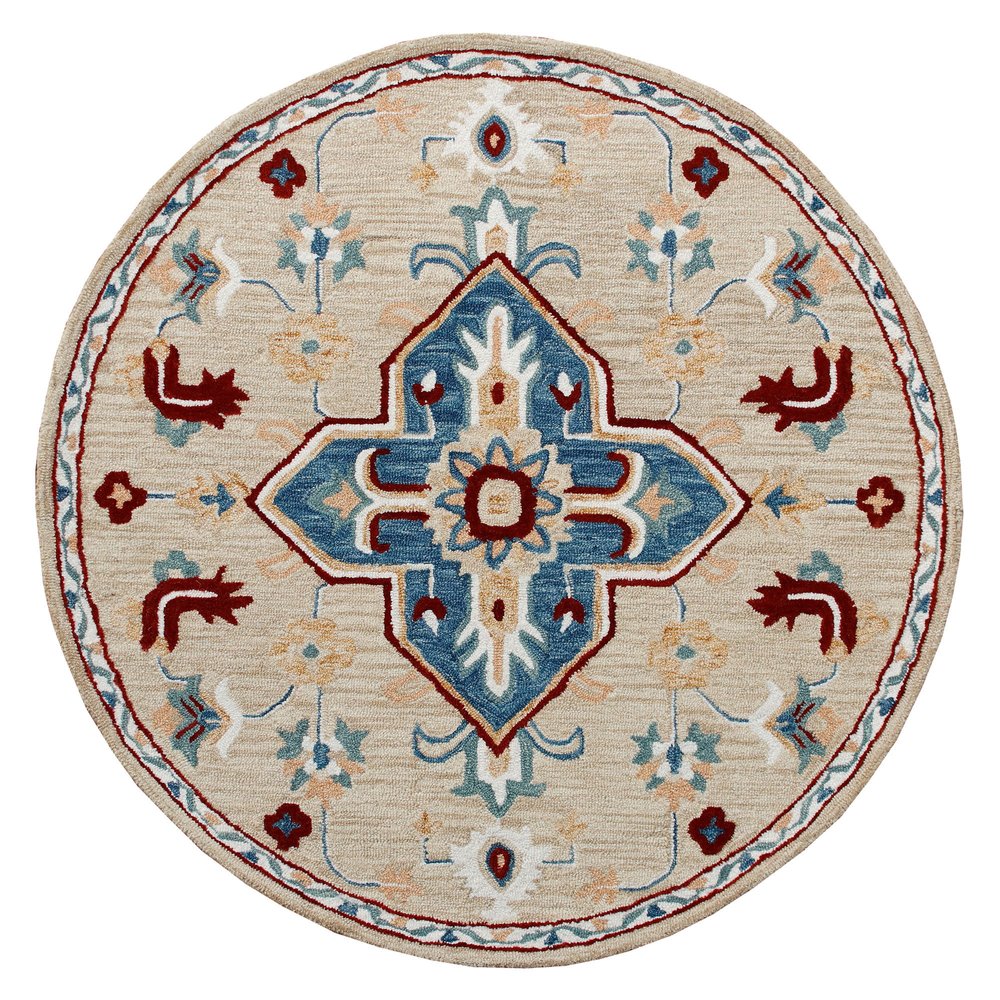 Wool Medallion Hand Tufted Washable Round Rug