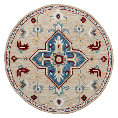 Wool Medallion Hand Tufted Washable Round Rug