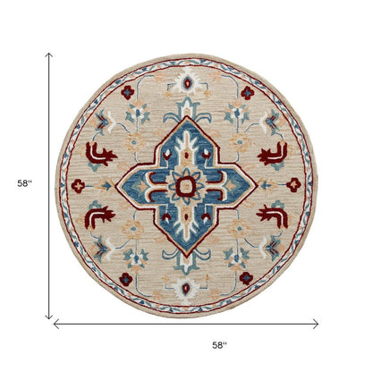 Wool Medallion Hand Tufted Washable Round Rug