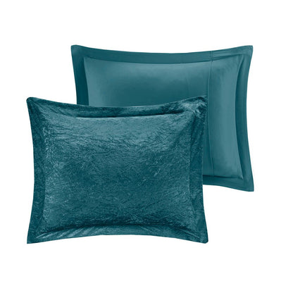 Set of Three Teal Blue Twin Ring Stitch Polyester Sham And Comforter
