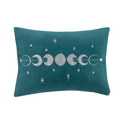 Set of Three Teal Blue Twin Ring Stitch Polyester Sham And Comforter