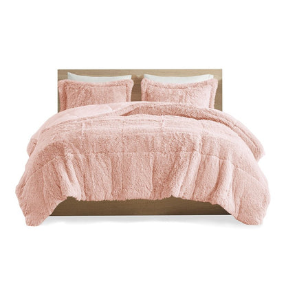Set of Two Blush Twin Ring Stitch Polyester Sham And Comforter