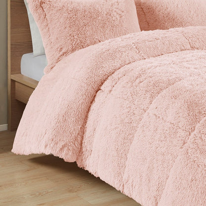 Set of Two Blush Twin Ring Stitch Polyester Sham And Comforter