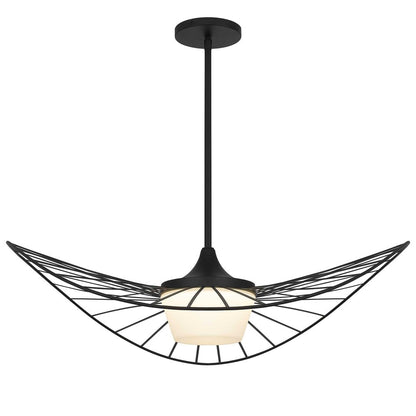 34" Black Aluminum Geometric Wavy LED Dimmable Outdoor Hanging Light