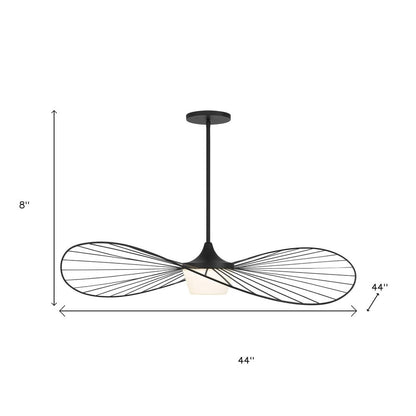 44" Black Aluminum Geometric Wavy LED Dimmable Outdoor Hanging Light