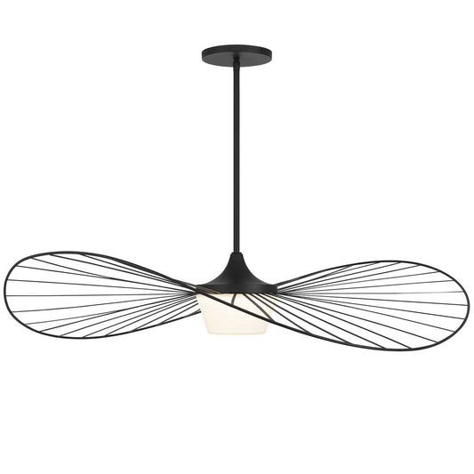 44" Black Aluminum Geometric Wavy LED Dimmable Outdoor Hanging Light